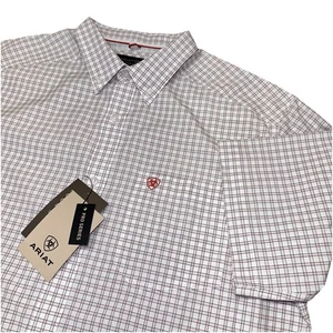 Nueva Camisa Ariat Pro Series Blanca a Cuadros Manga Corta Abotonada Rodeo Para Hombre L $55 - Imagen 1 de 9