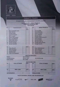 SUNDERLAND RESERVES v BOLTON WANDERERS RESERVES 2003-04 PREMIER RESERVE LEAGUE - Picture 1 of 1