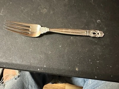 Georg Jensen 丹麦橡子纯银 6 5/8 英寸叉 — 第 1/3 张图片