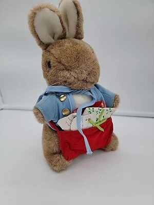 Rare 8" Plush Peter Rabbit Christmas Mailbag 1980s Eden Happy Holidays Beatrix - Image 1 of 4