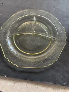 1Florentine #1 Poppy Yellow Depression Glass Grill Plate - Picture 1 of 5