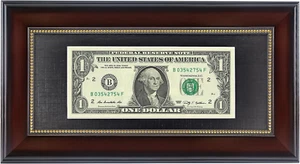 Mahogany Dollar Bill Frame with Black Mat or Display 4X9 Picture without Mat,Rea - Picture 1 of 12