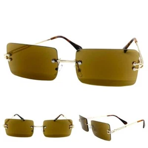 Men's Classy Elegant Modern Retro READING SUN GLASSES Readers Gold Rimless Frame - Picture 1 of 6