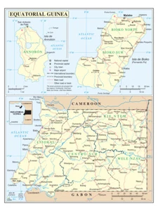 Equatorial Guinea Political Administrative Road Highway Rail City Country Map - Picture 1 of 1