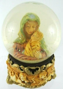 Musical Snow Globe Madonna with Child Plays Joy to the World 5.75" - Picture 1 of 10