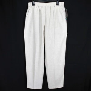 Briggs New York Pant Womens Size 16 Short Flax Elastic Waist Linen Blend Pockets - Picture 1 of 6