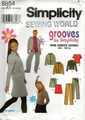 Simplicity Sewing Pattern 8854, Grooves Hoodie Top Trousers, Junior Size 28"-32" - Image 1 of 4