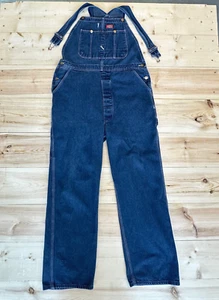 Dickies Bib Overalls Men 38x34 Blue Denim Carpenter Hammer Loop Utility USA Made - Picture 1 of 11