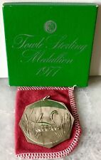 1977 Towle Sterling 12 DAYS Christmas Medallion Tree Ornament 7 Swans TURQUOISE