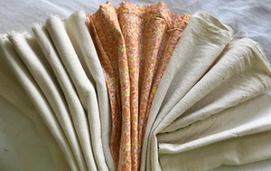 4 Vtg. Plain Muslin & Flowered Feedbags Clean Fabric Sacks Antique Sugar Flour - Picture 1 of 17