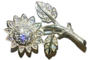 Danecraft 925 Sterling silver CZ Sun Flower Brooch Pin High Quality New - Picture 1 of 7