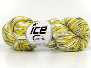 3-Skein Lot Hand Dyed Cashmere Yarn Light 3x100g/225m Yellow Grey White - Picture 1 of 4