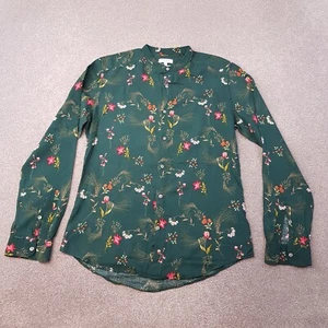 Reiss Mens Shirt Medium Green Gaspar Slim Fit Floral Print Band Grandad Collar - Picture 1 of 11