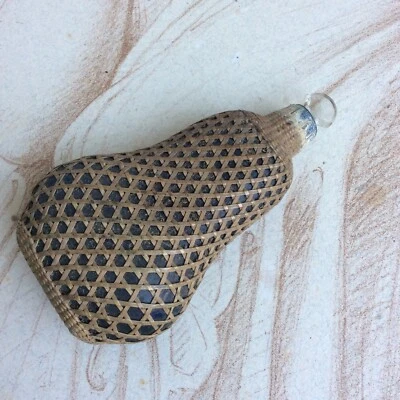 Ancien Flacon à Sels Verre et Vannerie XIXème - Photo 1/4