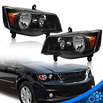 For 2008-2016 Chrysler Town&Country 2011-2020 Dodge Grand Caravan Pair Headlight - Image 1 of 4
