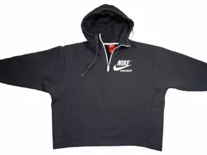 Felpa con cappuccio Nike donna sportswear bianca 1/2 zip logo grande manica lunga small crop - Foto 1 di 11