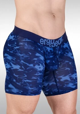 ErgoWear MAX SE Midcut Long Boxer Briefs 3D Pouch MicroMesh Camo-Blue 1721 131 - Image 1 of 4
