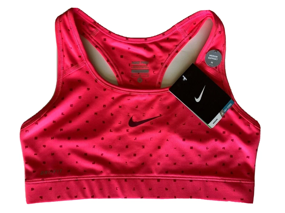 NEW NIKE PRO [M] Women DRI-FIT Medium Support Run/Gym Sports Bra-Pink 620325-639 - Image 1 of 1