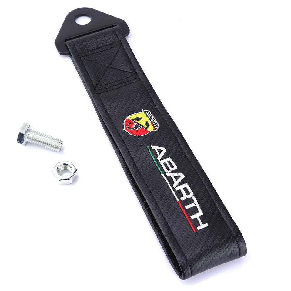 JDM ABARTH Alta Resistencia Carbono Aspecto Remolque Cuerda Remolque Gancho Correa Foto 1 de 4