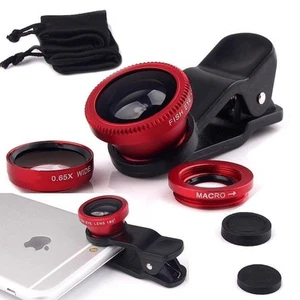 Macro Caméra à Clipser Lentille pour IPHONE 7 8 6S 5 Se 5S,3in1 Fish Eye + Large - Photo 1 sur 2