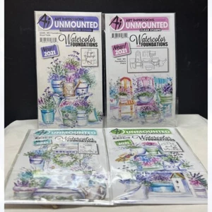 Art Impressions Watercolor Foundations Potting Bench Door Chairs Rubber Stamps - Picture 1 of 1