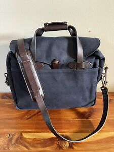 Filson Navy Blue Computer Briefcase Bag #257 Discontinued Made In USA RARE