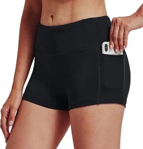 Jimilaka Women's High Waist Yoga Compression Shorts w/ Pockets Black (Size M) - Picture 1 of 9