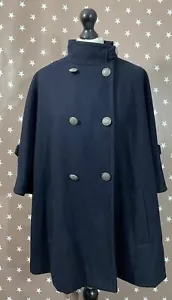 Navy Blue Wool Poncho Women’s Size 12-20 - Picture 1 of 17