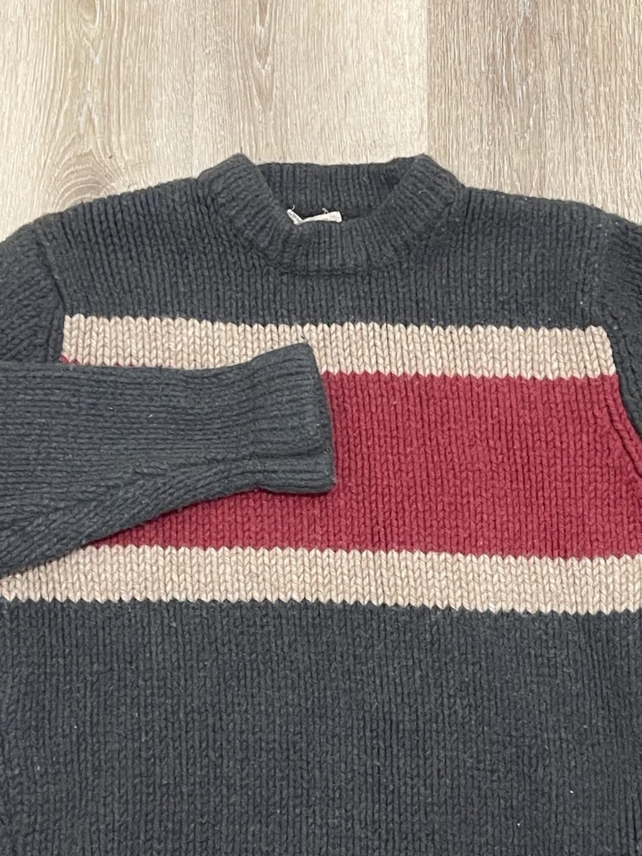 Suéter Vintage American Eagle Grueso Tejido 100% Lana de Cordero Rayas Talla XL Foto 1 de 4
