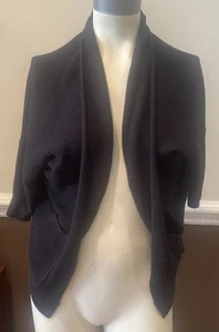 Express Black Open Front Dolman Shrug Wrap Sweater Womens X-Small 100% Cotton XS - Picture 1 of 7