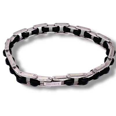 Brazalete de eslabones de motociclista de goma de acero inoxidable EDForce para hombre 8" Foto 1 de 4