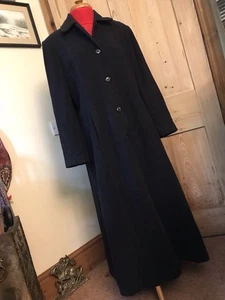 VINTAGE LONG CASHMERE WOOL COAT BLACK FULL LENGTH RETRO GOTHIC WINTER CLASSIC - Picture 1 of 15