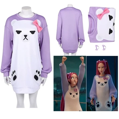 Roupa de noite Mira roxa fantasia cosplay pijama carnaval terno de festa feminina - Imagem 1 de 4