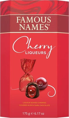 Famous Names Cherry Liqueurs – 175g Premium Dark Chocolate Cherries