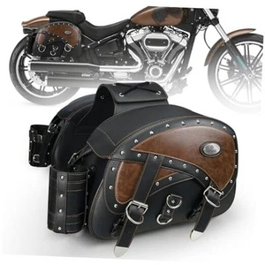 Motorcycle Saddlebags Leather, 35L Large Capacity Throw Over Saddle Bags - Picture 1 of 7