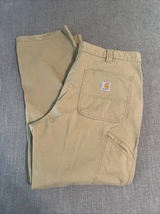 Carhartt Relaxed Fit Pants Men’s 38x30 Straight Beige Rugged Flex B2291 Stretch - Picture 1 of 12
