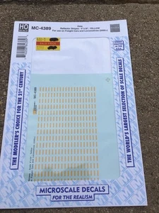 MICROSCALE DECAL HO SCALE MC-4389: Data Reflector Stripes 4” x 18” Yellow - Picture 1 of 2