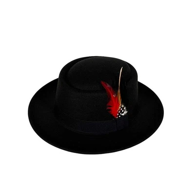 Wool Felt Fedora Hats for Women Men, Wide Brim Flat Top Hat Porkpie Hat, Jazz... - Image 1 of 4