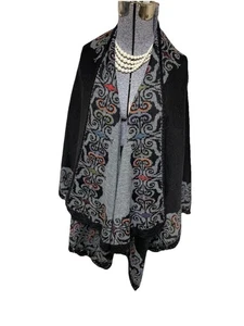 Reversible Paisley Shawl Cape Wrap One Size Super Soft Crotched Trim Rich Design - Picture 1 of 15