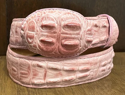 Pink Armadillo Embossed Leather Belt Sz 26 1-5/16”Wide Made in Mexico VGUC - Image 1 of 4