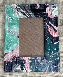 Vintage Pottery Barn Abstract Art Painted Wood Picture Frame Colorful Artsy Fun - Picture 1 of 5