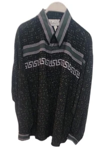Camicia elegante vintage Bertelli geometrica uomo microfibra anni 70 extra large XL - Foto 1 di 13