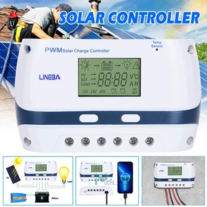 5200W Controlador de Carga Solar PWM 30A-100A 12V 24V 48V con USB y Pantalla LCD - Picture 1 of 44