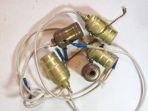 Electric BRASS LAMP SOCKET LOT WHITE WIRE EAGLE 250V 250W LEVITON 660W PUSH PULL - Picture 1 of 2