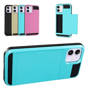 For iPhone 12 Pro/12 Mini/12 Pro Max Wallet Card Slot Hybrid Armor Phone Cover - Picture 1 of 31