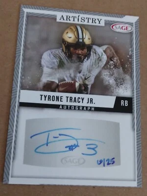 Tyrone Tracy Jr 2024 Sage Artistry Football Silver SP Auto 6/25 New York Giants - Image 1 of 2