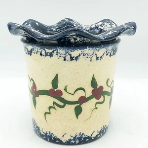 Blue Spongeware with Vines & Berries Dip Chiller - Picture 1 of 7