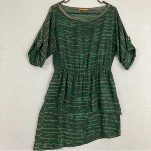 Alice + Olivia Green Silk Tiered Asymmetric Mini Dress size Medium - Picture 1 of 11