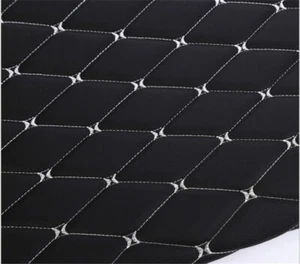 Thick Faux Leather Fabric Sponge Quilted Embroidered Car Interior Material Trims - Picture 1 of 19