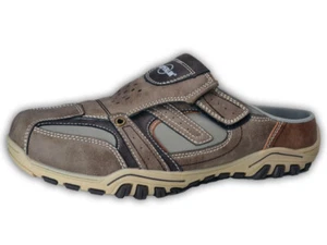 Herren Teil Leder Sabots Clogs Pantoletten Schlappen Slipper Gr41-46 Braun 2696a - Bild 1 von 7